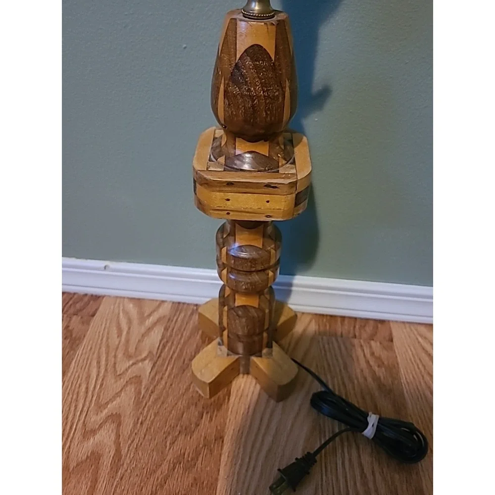 Mid Century Modern Vintage Turned Wood Tall Accent Lamp No Shade‎ Works